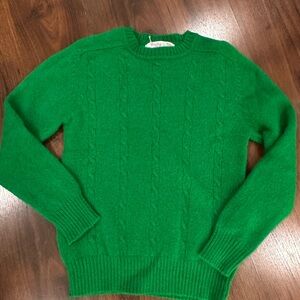 Vintage Tally Ho 100% Shetland Wool crewneck sweater Green color XL